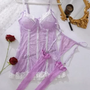 Sexy Lingerie Women Corset Lace Bodysuit Set with Stockings & Garter Belt OnlyFans Tightening Fantasy Underwear Set Sexy Bra Set