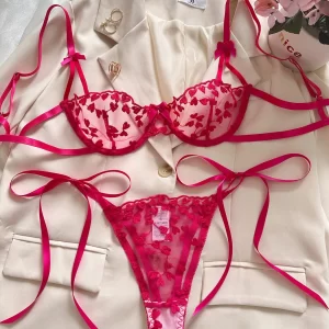 Exotic Set Bra Brief Set Sexy Bra Sets FOr Women Strap Lingerie Lace Embroidery Heart-shape Fairy Seamless Underwear See Through